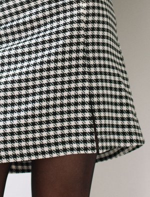 Мини-юбка из плотной ткани с переплетением "гусиная лапка"
