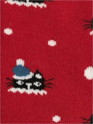 Носки праздничные из мягкого плюша(внутри) с принтом "коты", размер 35-39