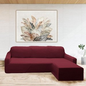 Чехол на угловой диван (правый угол) оттоманка Круг цвет: бордовый (240 см)