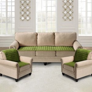 Комплект накидок на диван и два кресла Соты цвет: зеленый (90х210 см, 90х160 см - 2 шт)