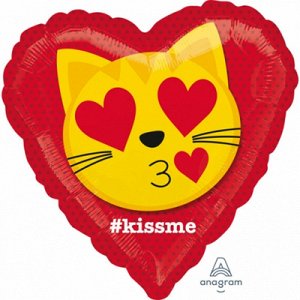 А 18" KISS ME Эмоции Смайл Кот влюбл S40