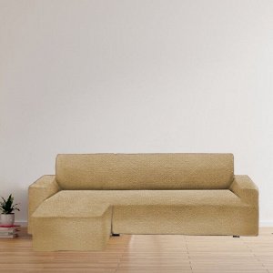 Чехол на угловой диван (левый угол) оттоманка Malinda цвет: бежевый (240 см)