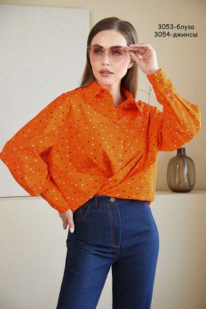Блуза Хлопок 100%-----Цвет Persimmon( Цвет Pantone 16-2024)

Блуза выполнена из хлопковой рубашечной ткани. Центральная застежка с притачной планкой на пуговицы. Рукав  втачной, объемный, длинный. Низ