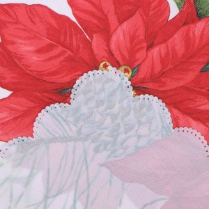 Скатерть новогодняя Доляна ""Рождественские цветы"" 145*180 см, 100% п/э