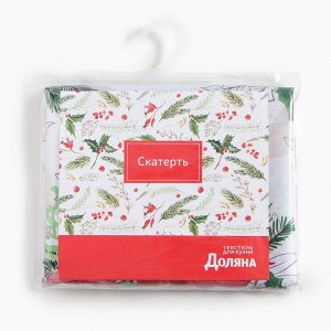 Скатерть новогодняя Доляна "Рождественский букет" 145*300 см, 100% п/э