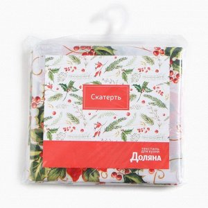 Скатерть новогодняя Доляна "В преддверии Рождества" 110*145 см, 100% п/э
