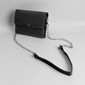 Ручка для сумки, с цепочками и карабинами, 120 x 1,8 см, цвет чёрный