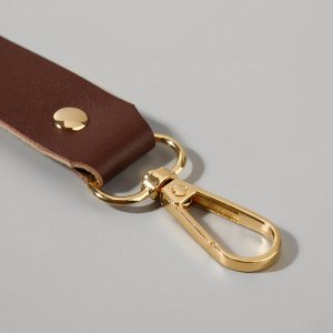 Ручка для сумки из натуральной кожи, регулируемая, с карабинами, 60 ± 2 см x 2,5 см, цвет коричневый/золотой