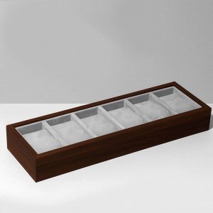 Подставка для часов, браслетов , 6 мест, 33x11x4.5 см, цвет серый