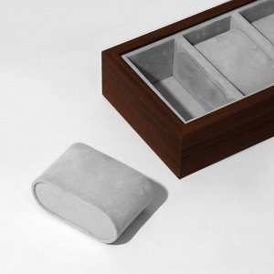Подставка для часов, браслетов , 6 мест, 33x11x4.5 см, цвет серый