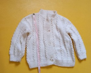 Классная беленькая кофточка с люрексом отлично подойдёт для нарядного платья! Ориентируйтесь по замерам на фото