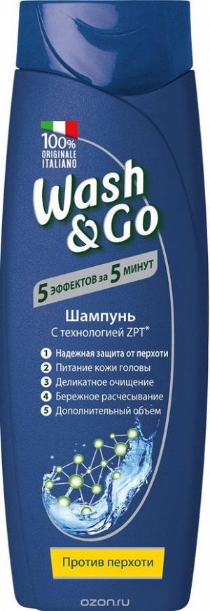 Wash&Go Шампунь против перхоти с технологией ZPT 400 мл