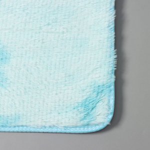 Коврик для ванной Доляна «Пушистик», 50x80 см, цвет сине-голубой