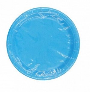 Тарелка бумага однотонная 12 шт 18 см цвет голубой HS-16-1
