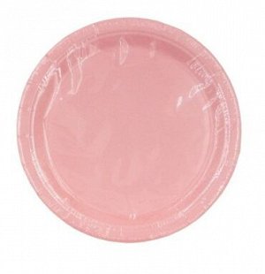 Тарелка бумага однотонная 12 шт 18 см цвет розовый HS-16-1