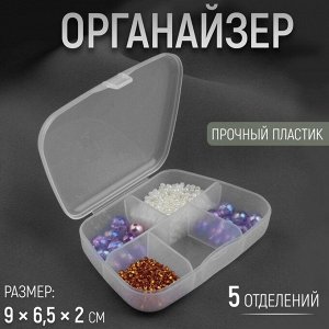 Органайзер, 9 x 6,5 x 2 см, 5 отделений, цвет прозрачный