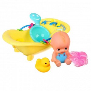 Набор игрушек для ванны «Пупс в ванне», 5 предметов, цвет МИКС