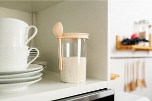 Банка, 0,7 л, для сыпучих продуктов, с ложкой, пластик