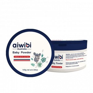 Aiwibi Baby Powder присыпка детская, БЕЗ ТАЛЬКА, против зуда ромашка ,кукуруза 1шт 140гр. (+спонж) банка