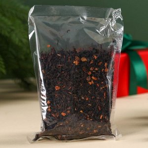 Чай новогодний чёрный «Снежной зимы», вкус: корица и грецкий орех, 50 г.