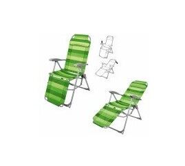 Кресло - шезлонг, с подножкой, 1160 мм, сталь, сетка, зеленый