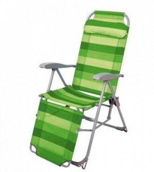 Кресло - шезлонг, с подножкой, 1160 мм, сталь, сетка, зеленый