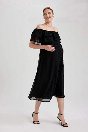 Платье для беременных длинной длины с короткими рукавами