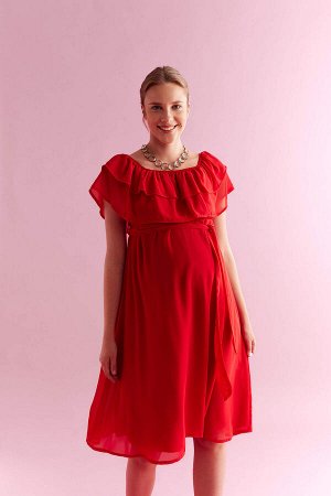 Платье для беременных миди с короткими рукавами
