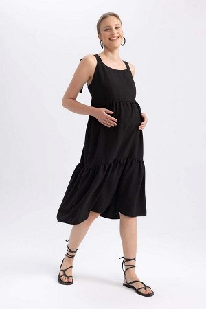 Платье для беременных без рукавов с круглым вырезом