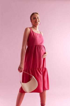 Платье для беременных без рукавов с круглым вырезом