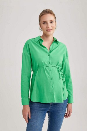 Базовая рубашка из поплина для беременных стандартного кроя с длинными рукавами