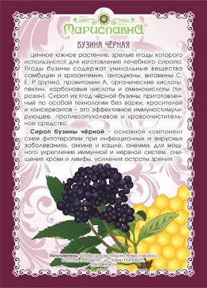 250 мл СИРОП "БУЗИНЫ ЧЁРНОЙ КЛАССИЧЕСКИЙ МЕДОВЫЙ"