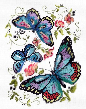 Набор для вышивания "Чудесная Игла" 042-03 "Синие бабочки" 15 х 18 см