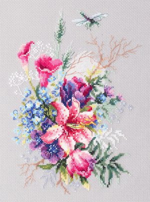 Набор для вышивания "Чудесная Игла" 101-302 "Тюльпаны и лилия" 18 х 26 см