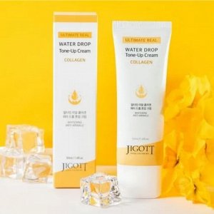 "Jigott" Ultimate Real Collagen Water Drop Tone Up Cream  Тонизирующий крем для лица с коллагеном 50 мл