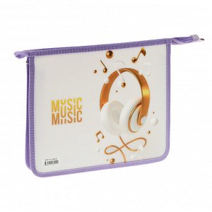 Папка для тетрадей, 1 отделение, А5, ArtSpace "My music", 240х190х40мм, пластик, на молнии, для любителей музыки