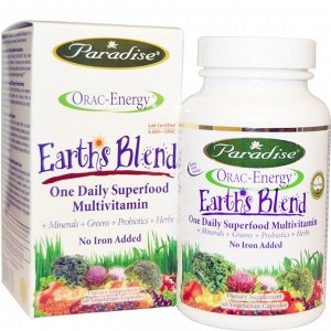 Paradise Herbs, Энергия ORAC, Earths Blend, ежедневный сверхпитательный мультивитамин, 60 капсул на растительной основе