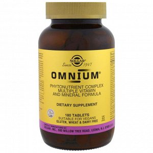 Solgar, Омниум, богатый растительными компонентами мультивитаминно-минеральный состав, 180 таблеток