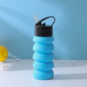 Бутылка складная Доляна «Стоун», 530 мл, 7x21 см, цвет голубой