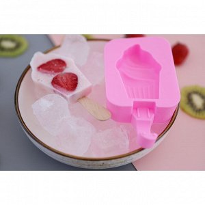 Форма для мороженого Доляна «Капкейк», 14x7,5x2,5 см, цвет розовый