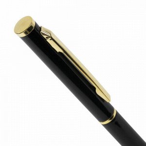 Ручка подарочная шариковая BRAUBERG "Slim Black", корпус черный, узел 1 мм, линия письма 0,7 мм, синяя, 141402