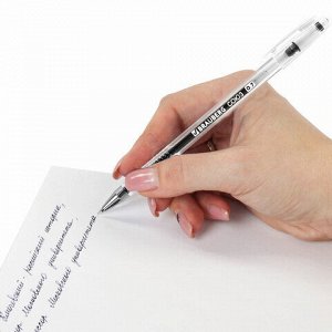 Ручка гелевая РОССИЯ "СОЮЗ", ЧЕРНАЯ, корпус прозрачный, 0,7 мм, линия письма 0,5 мм, BRAUBERG, 143963