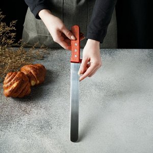Нож для бисквита, ровный край, ручка дерево, рабочая поверхность 25 см