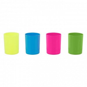 Подставка-стакан СТАММ "Лидер", пластиковая, круглая, неоновые цвета, ассорти