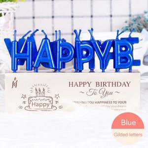 Набор свечей happy birthday по буквам металлик