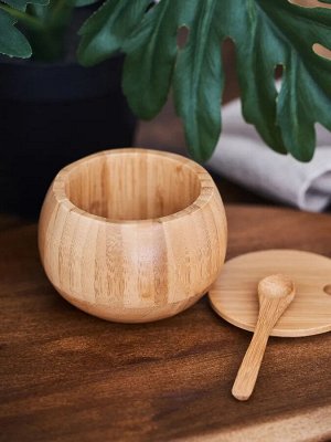 Банка для специй с ложкой бамбук 8,8*6,8см