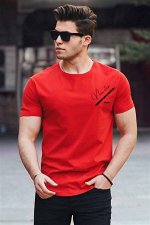 Красная мужская футболка с вышивкой 4627