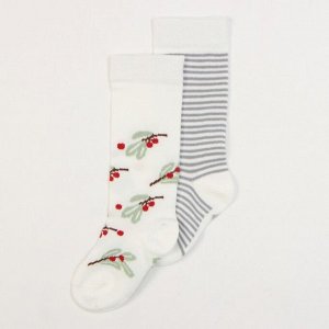 Гольфы новогодние детские 2 пары Крошка Я Christmas, 8-10 см, белый
