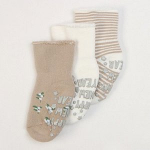 Носки детские махровые Крошка Я Flowers, набор 3 пары, 8-10 см