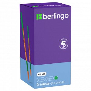 Ручка шариковая Berlingo ""Tribase grip orange"" зеленая, 0,7мм, грип